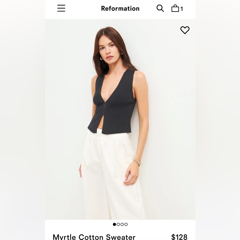 Reformation Myrtle Cotton Sweater Black - Size S